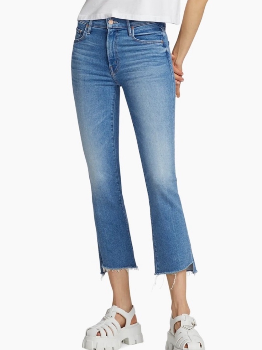 MOTHER Insider Crop Step Fray in Different Strokes Size 26